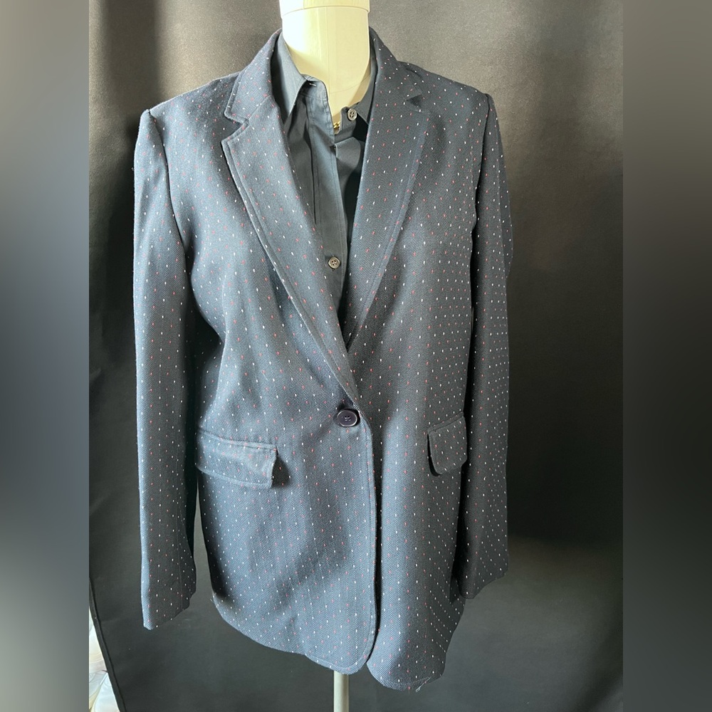 Catherine Malandrino womens size L Blue career work wear blazer One Button